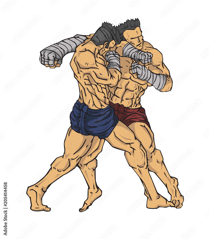 Muay thai or thai kickboxing. Martial art vector and illustration Muay thai or thai kickboxing. Martial art vector and illustration