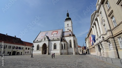 Zagreb, the capital of Croatia, historic upper town.  St. Marks Square an Church, Banski dvori, Government of Croatia, Croatian Parliament, Hrvatski sabor, Constitutional Court of Croatia photo