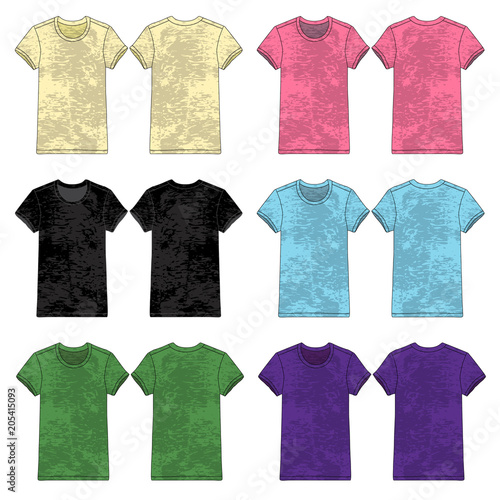 Vector Template of Colored Burnout Tees