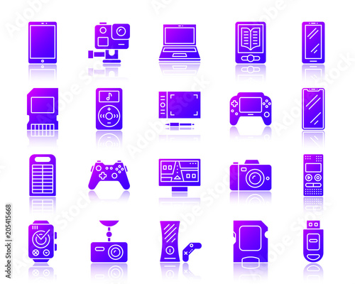 Device simple ultraviolet gradient icon vector set