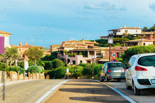 Street in Porto Cervo resort Sardinia Italy
