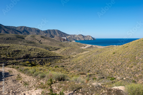 Sea and mountain on the coast of Carboneras  Almeria