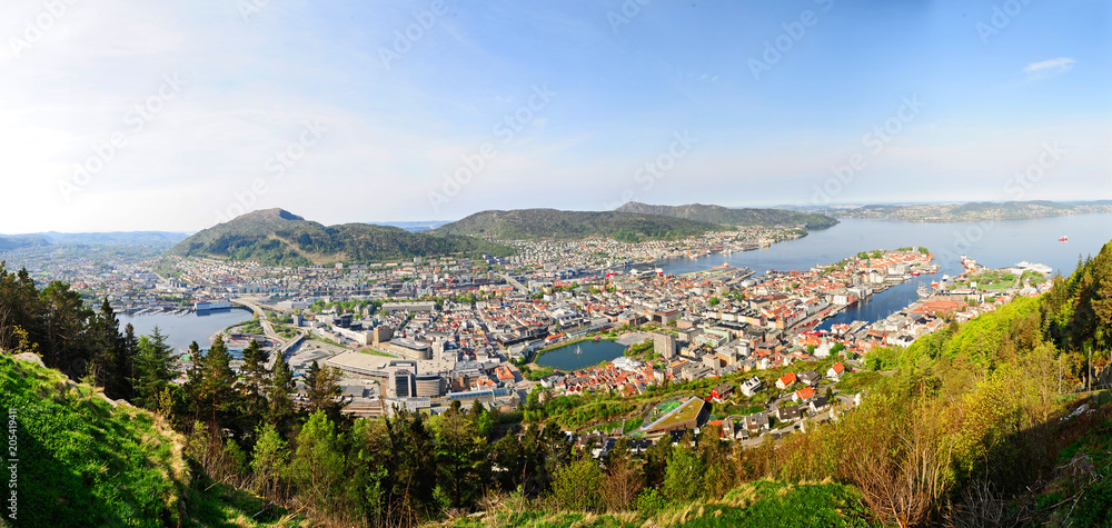 Naklejka premium Bergen von oben, Norwegen