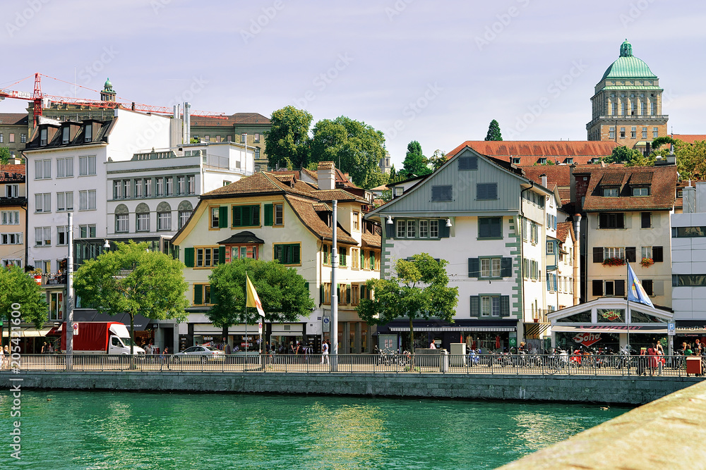University of Zurich at Limmat River Switzerland