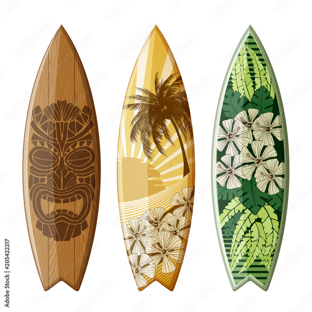Surfboards with Flat Design Surfboards with Flat Design