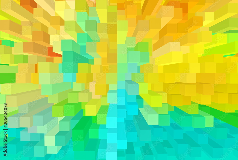 summer abstraction orange, green and yellow tones 3D extrusion illustration summer abstraction orange, green and yellow tones 3D extrusion illustration
