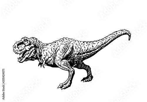 Graphical  dinosaur isolated on white background,vector tyrannosaurus,tattoo