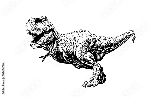 Graphical  dinosaur isolated on white background,vector tyrannosaurus,tattoo