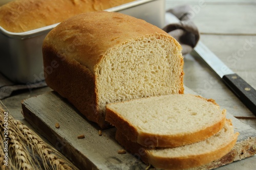 Fotografija Homemade bread loaf sliced, selective focus