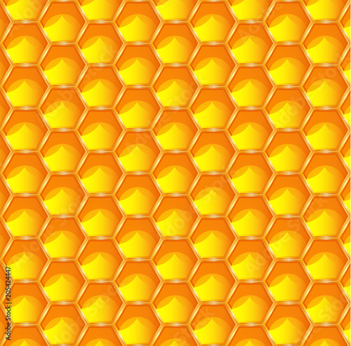 Bright orange honeycomb abstract pattern background. Hexagonal prismatic wax cells vector eps 10 illustration.