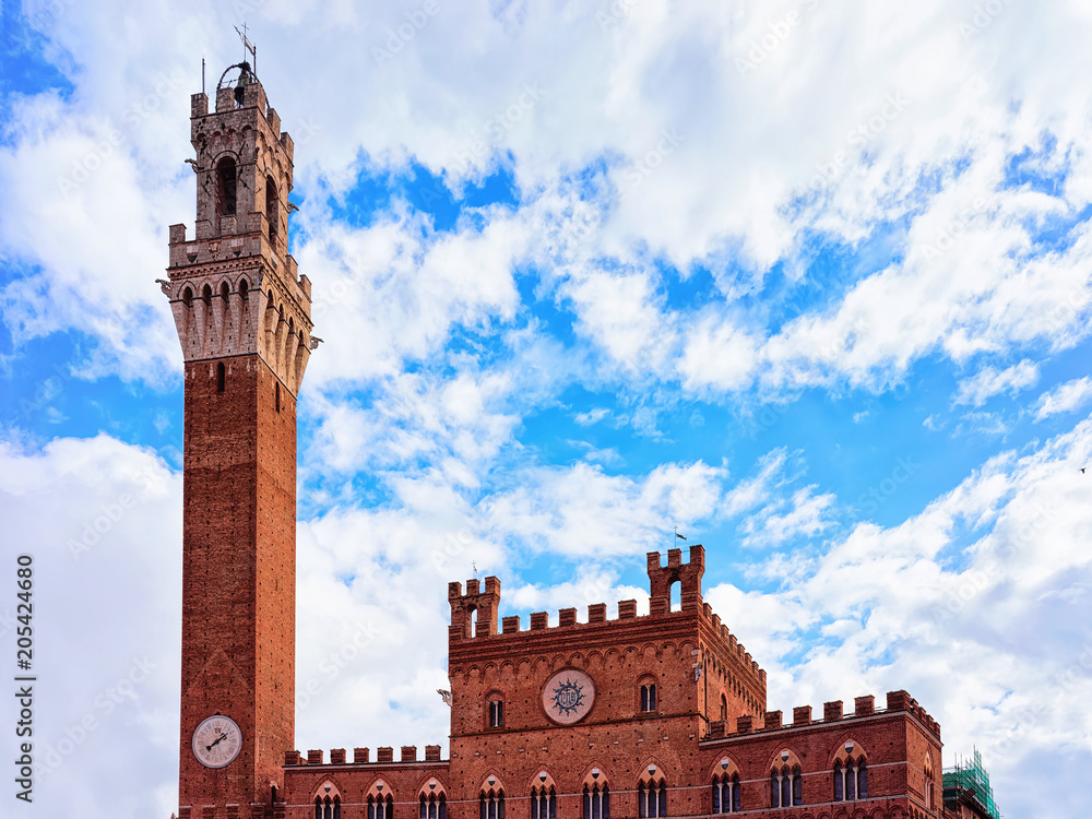 Torre del Magnia Tower on Piazza Campo Square in Siena