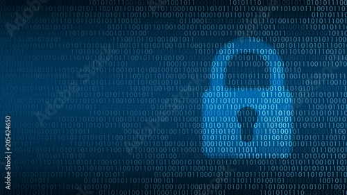 Cyber technology security, Lock on digital screen, network protection background design, vector illustration