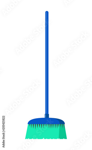 Plastic broom isolated on white background. Cleaning icon. Vector illustration.