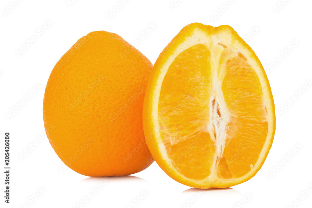 orange half isolated on white background orange half isolated on white background
