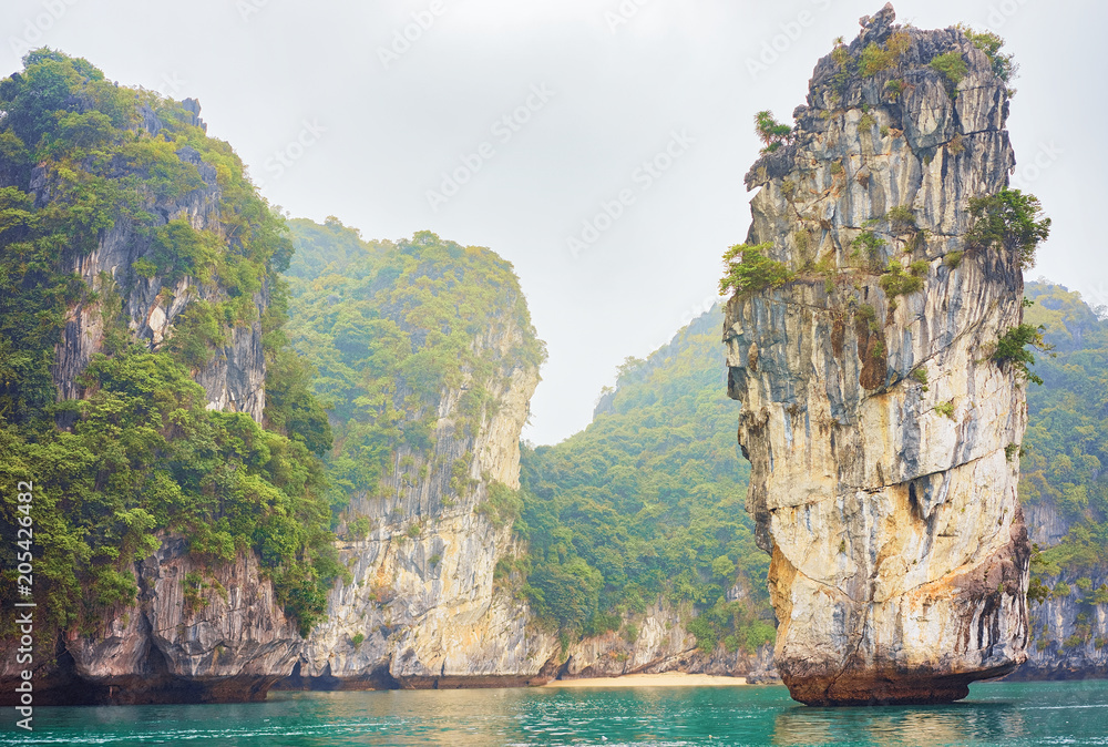 Limestone rocks in Ha Long Bay Vietnam Asia