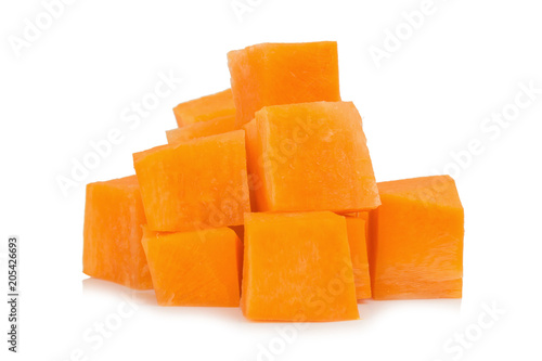 Carrot cube isolated on white background