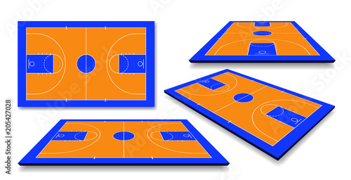Set Perspective Basketball court floor with line. Vector illustration