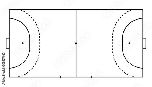 Valokuva handball field, cort eps10 field top view vector illustration, Line art style