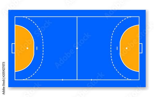 detailed illustration of a handball field, cort eps10 field top view vector illustration