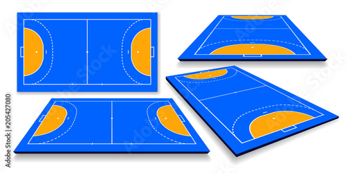 detailed illustration of a handball field, cort with perspective, eps10 vector