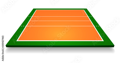 An illustration of an aerial view with perspective volleyball court. Vector EPS 10