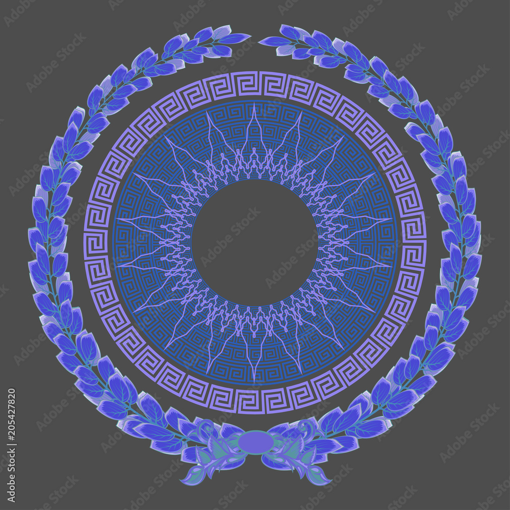 Laurel wreath in blue tones. Vector image of an ancient Roman decor element.  Stock Vector | Adobe Stock