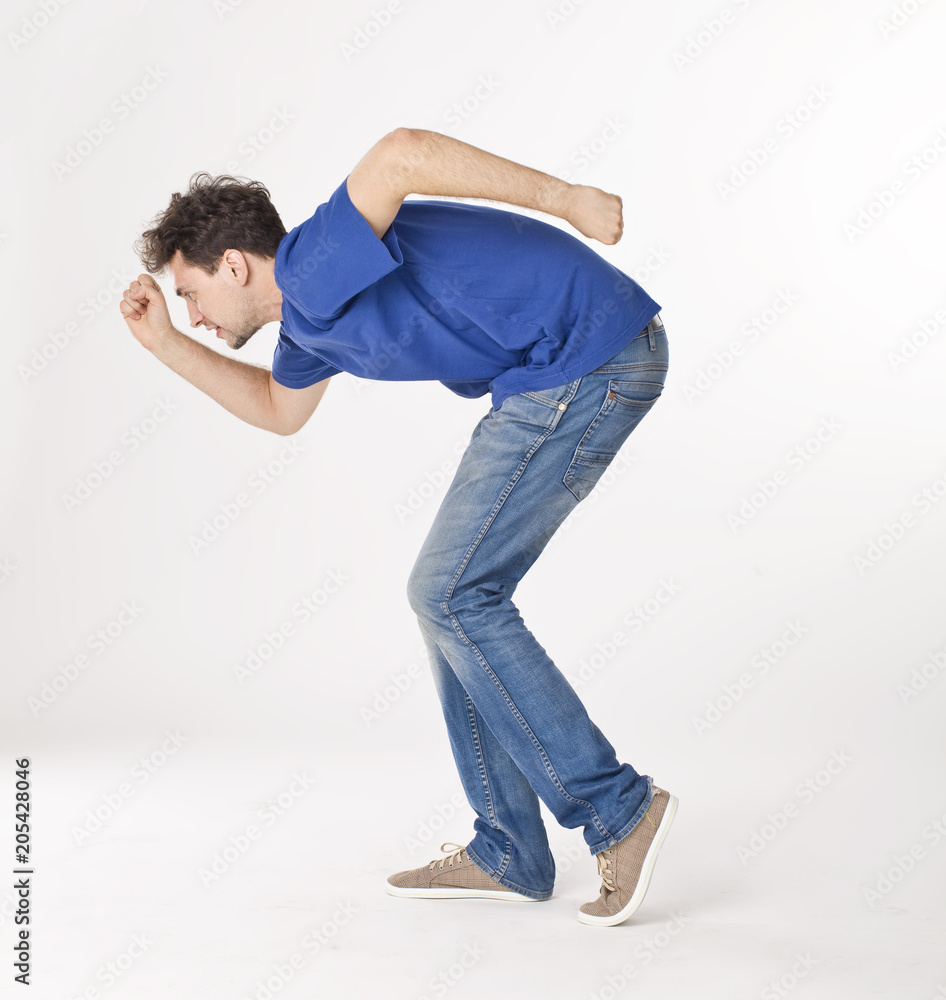 Funny man running Funny man running