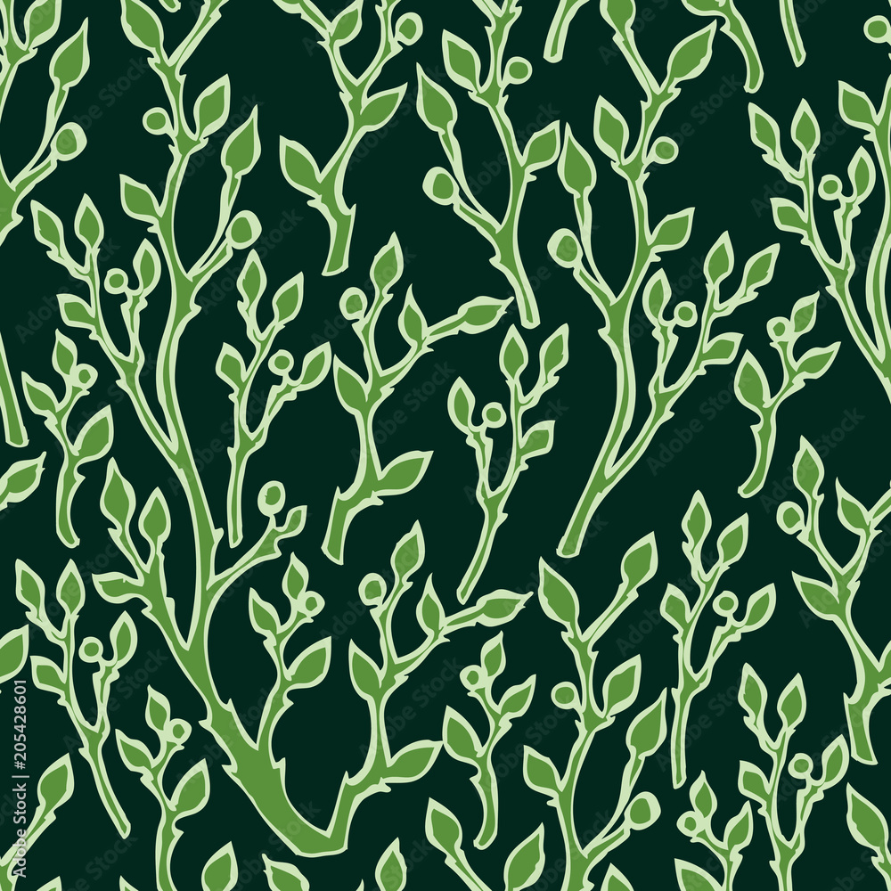 Pattern of the branches with leaves and berries Pattern of the branches with leaves and berries