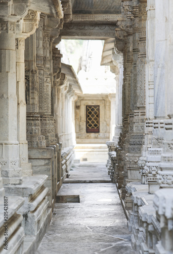 Ancient Architectural Ornament, Stone Carving Decorations Inside Ranakpur Jain Temple in Rajasthan, India © Indian Creation