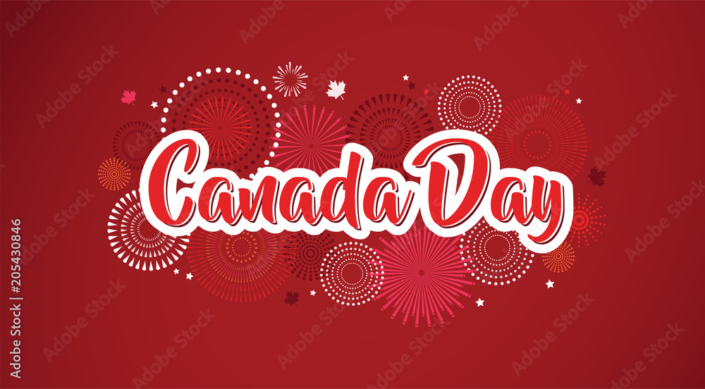 Happy Canada Day poster. 1st july. Vector illustration greeting card. Canada Maple leaves on white background Happy Canada Day poster. 1st july. Vector illustration greeting card. Canada Maple leaves on white background