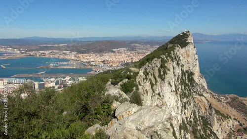 View of the Peak of the Rock of Gibraltar with Port