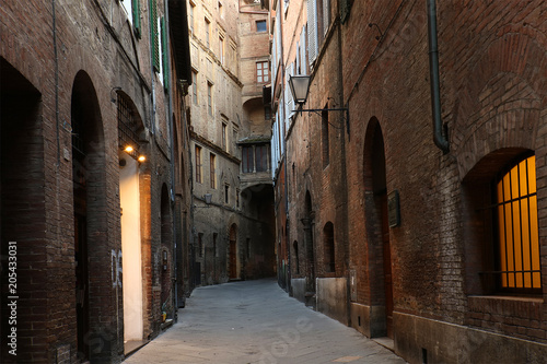 Street in Siena, city declared by UNESCO a World Heritage Site