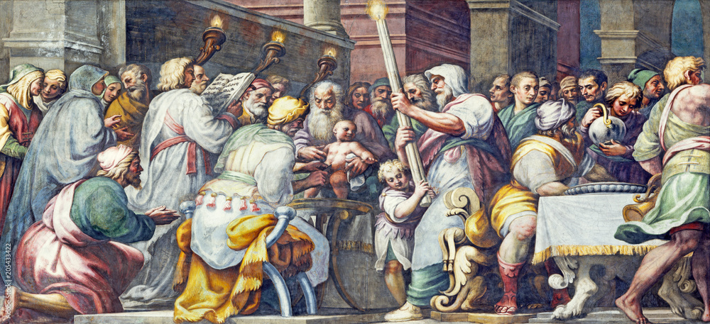 Fototapeta PARMA, ITALY - APRIL 16, 2018: The fresco The Circumcision of Jesus in Duomo by Lattanzio Gambara (1567 - 1573).