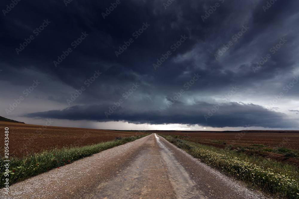Landscape With Road and Storm on the Horizon Landscape With Road and Storm on the Horizon