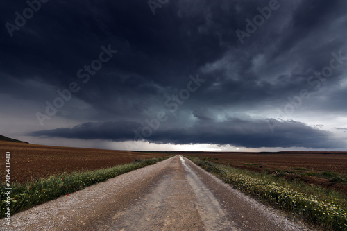 Landscape With Road and Storm on the Horizon