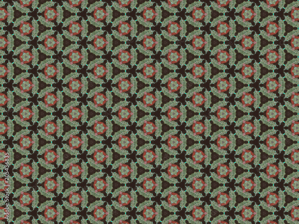 brown background with a pattern of red bright green shiny leaves brown background with a pattern of red bright green shiny leaves