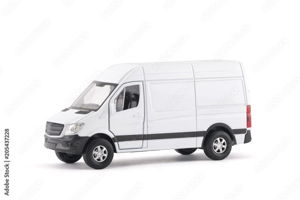 Transport white van car on white background with clipping path