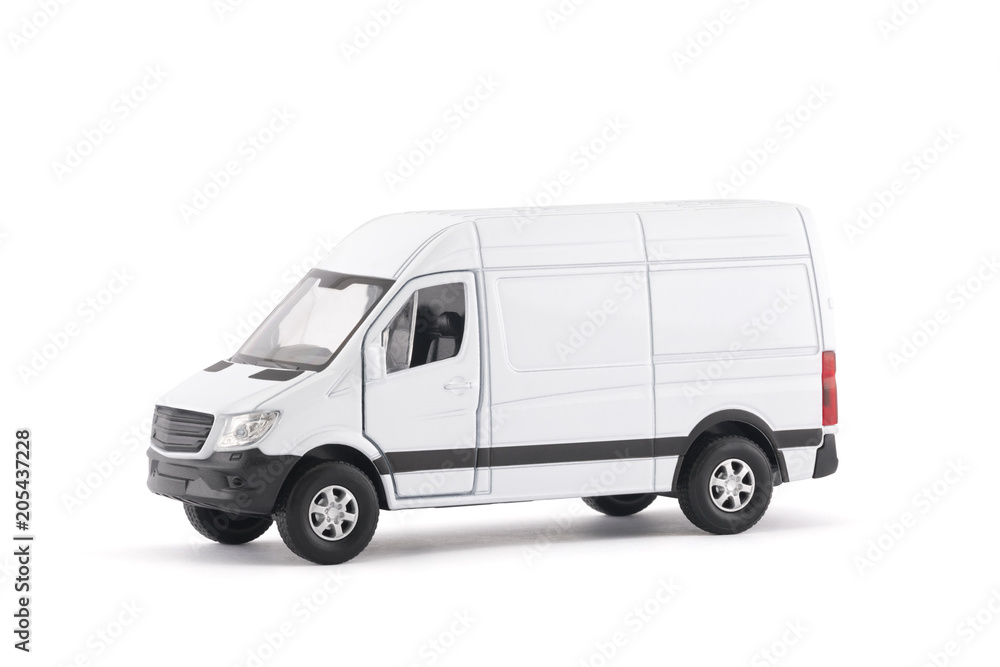 Naklejka premium Transport white van car on white background with clipping path