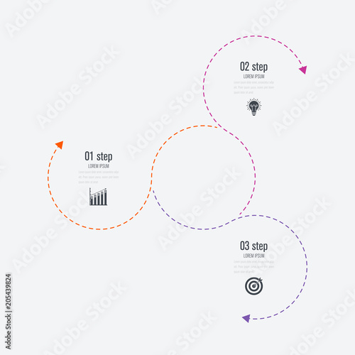 Infographics template 3 options with circle