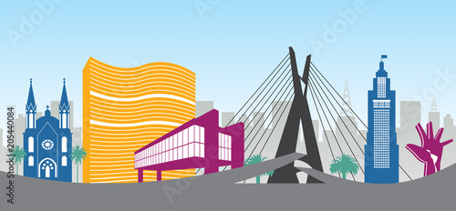 ilustração dos principais pontos turísticos da cidade de São Paulo