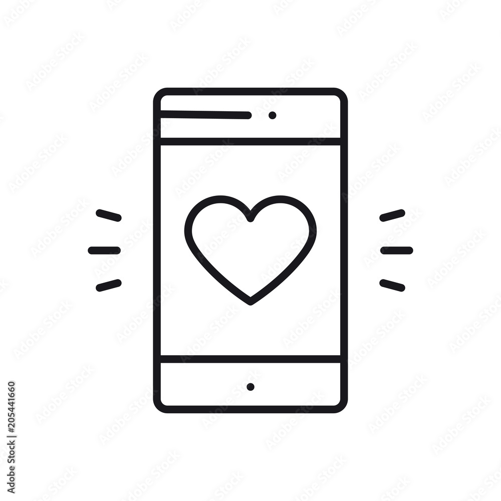 Smartphone with heart emoji message on screen line icon. Love confession like sign and symbol. Love relationship holiday romantic messaging smartphone mobile phone sms message theme. Smartphone with heart emoji message on screen line icon. Love confession like sign and symbol. Love relationship holiday romantic messaging smartphone mobile phone sms message theme.