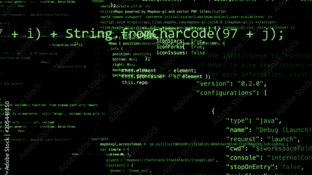 3D rendering of abstract blocks of code located in the virtual space 3D rendering of abstract blocks of code located in the virtual space
