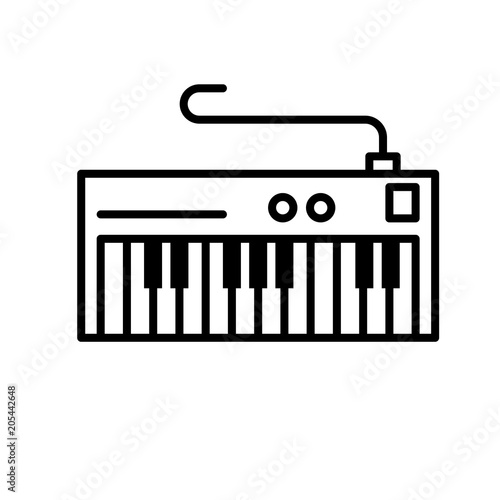 Digital piano black line vector icons