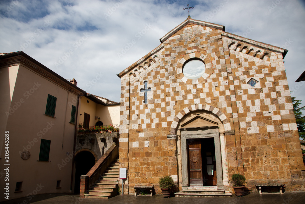 church in Asciano, Tuscany, Italy