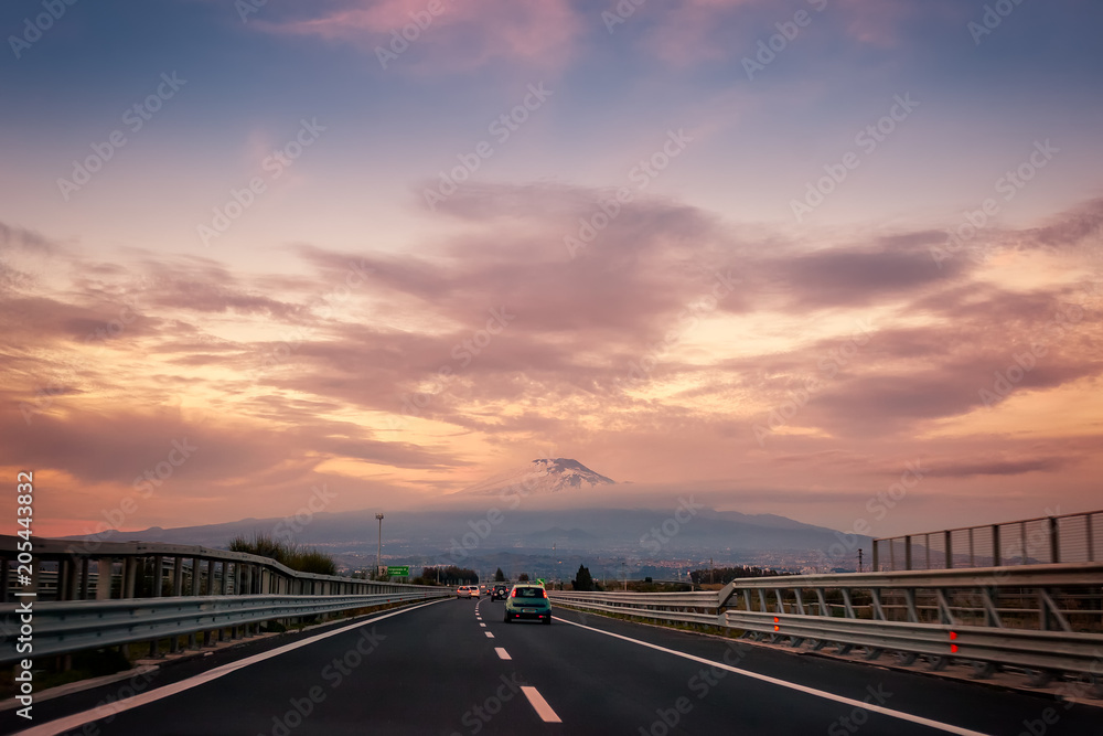 Sunset over the Mount Etna
