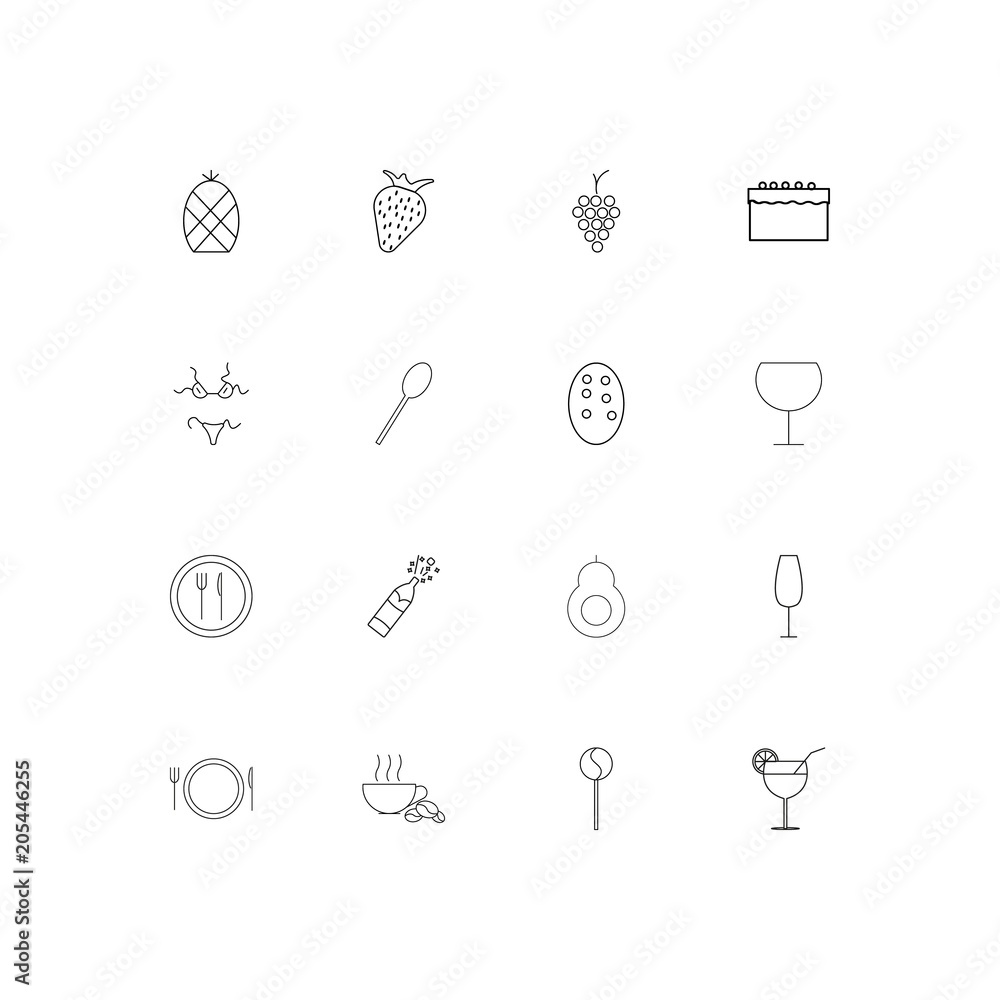 Food And Drink linear thin icons set. Outlined simple vector icons