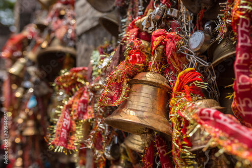 Bells in hindu Kamakhya Mandir temple in Guwahati, Assam state, North East India
