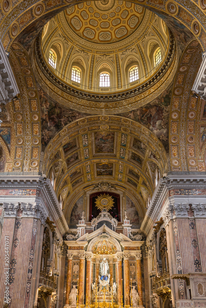 Gesu Nuovo (Italian: New Jesus) church interior in Naples, Italy Gesu Nuovo (Italian: New Jesus) church interior in Naples, Italy