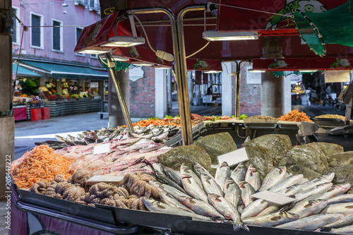 Mercato Ittico di Rialto is a venetian fish market in Venice, Italy