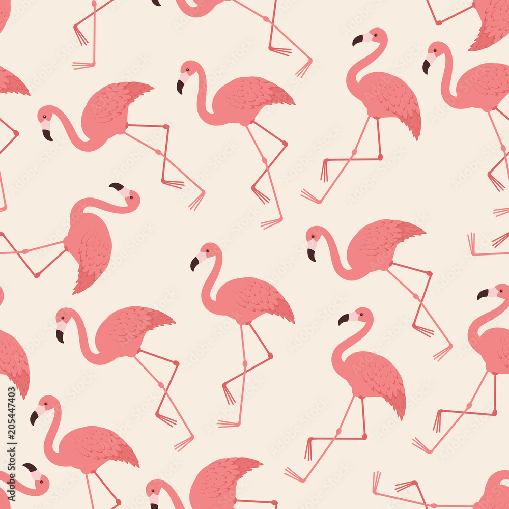 Fototapeta premium Flamingos exotic seamless pattern